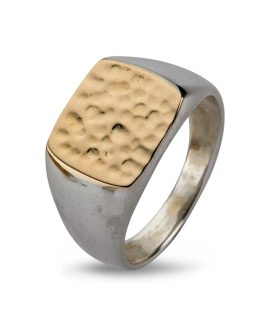 By Birdie Cushion Hammered Gold Top ring - 50110190H Cuchion Hammered 64 - By Birdie