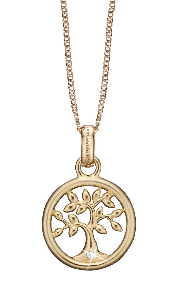 Diamond Tree of Life vedhæng forgyldt - 680-G46 - Christina Watches