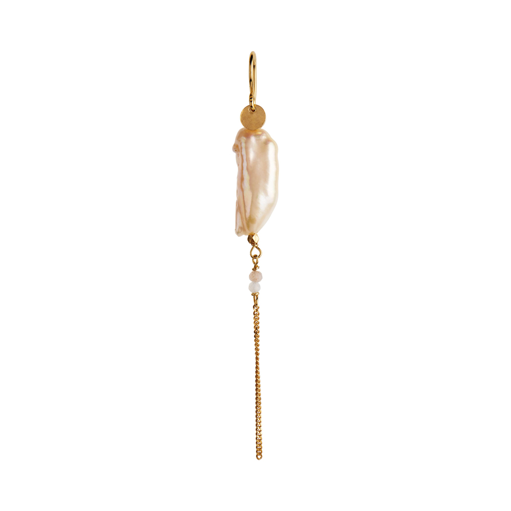 Stine A Long Baroque Pearl with chain ørering - 1268-02-S - Stine A