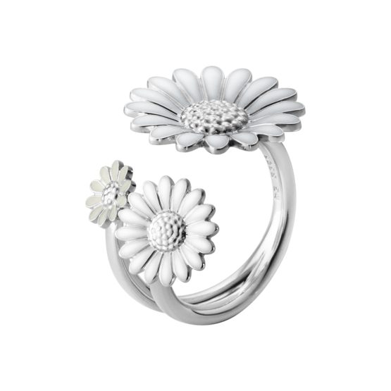 Georg Jensen X Stine Goya Daisy 3 Flower ring Hvid/råhvid 54 - Georg Jensen - smykker