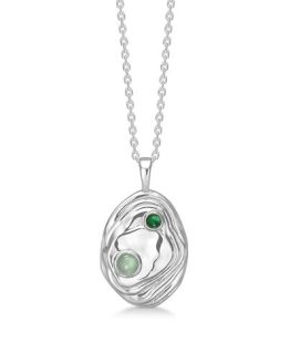 Studio Z Shell sølv halskæde med grøn sten - 7127836 - Studio Z