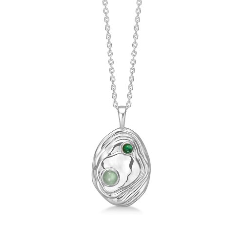 Studio Z Shell sølv halskæde med grøn sten - 7127836 - Studio Z