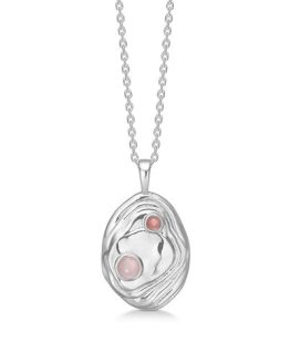Studio Z Shell sølv halskæde med rosa sten - 7127838 - Studio Z
