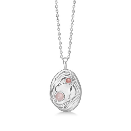 Studio Z Shell sølv halskæde med rosa sten - 7127838 - Studio Z