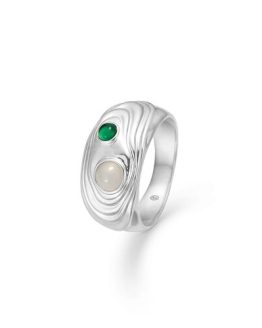 Studio Z Shell sølv ring med grønne sten - 7147836 7147836 Sølv 58 - Studio Z