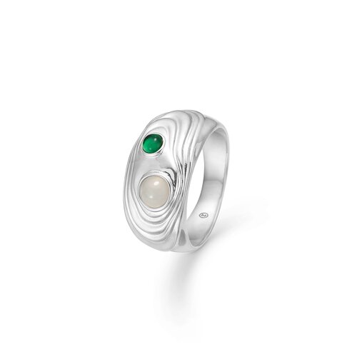 Studio Z Shell sølv ring med grønne sten - 7147836 7147836 Sølv 58 - Studio Z